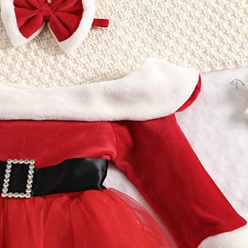 Toddler Bebek Kız Noel Elbise Kapalı Omuz Uzun Kollu Tutu Elbise Kemer ve Kafa Bandı Güz X-max Kıyafetler