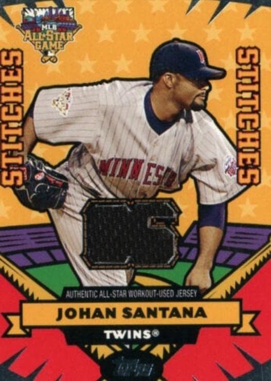 Johan Santana oyuncu yıpranmış jersey yama beyzbol kartı (Minnesota Twins) 2006 Topps Tüm Yıldız Dikişler ASJS-MLB