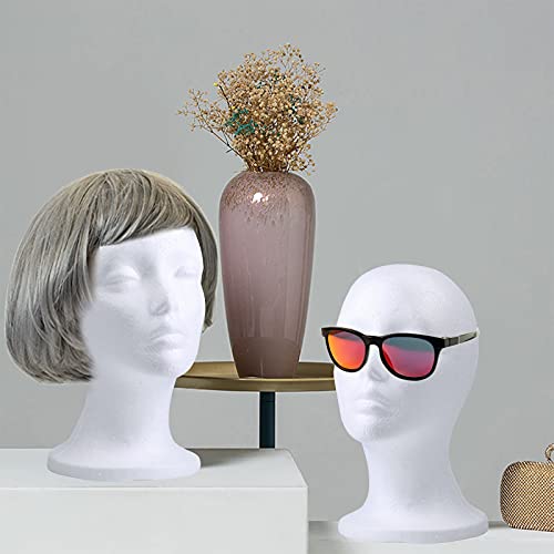 Foraıneam 2 Paket Köpük Peruk Kafa, Kadın Manken Başkanı Peruk Ekran Standı Tutucu, kozmetik Modeli Kafa Beyaz Köpük