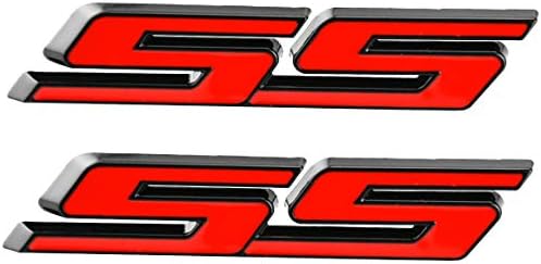 2x Metal Ss Amblem Çıkartması 3D Logo Değiştirme Camaro Zl1 1Le Impala Kobalt Serisi (Siyah Kırmızı)