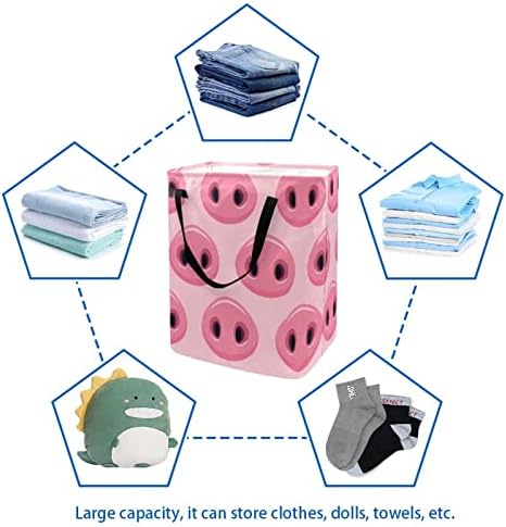 Sevimli Domuz Burun Baskı Katlanabilir çamaşır sepeti, 60L Su Geçirmez çamaşır sepetleri Çamaşır Kutusu Giysi Oyuncak