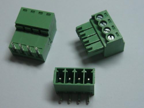 10 Adet Pitch 3.81 mm Açı 4way / pin Vida Terminal Bloğu Bağlayıcı w / Açı Pin Yeşil Renk Takılabilir Tip Skywalking