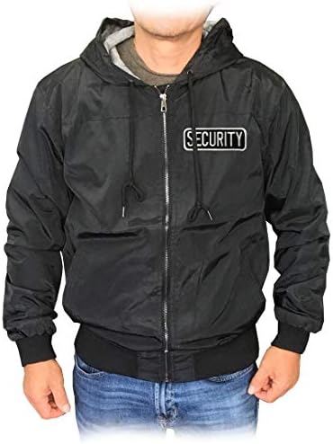 Gs-kartal erkek Güvenlik Nakış Yamalı Fermuarlı Siyah Kapüşonlu Ceket