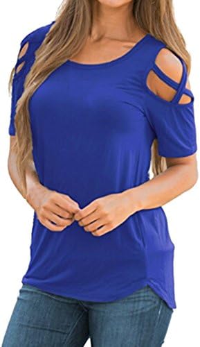 DGQPLPD kadın Yaz Bluzlar Yuvarlak Boyun Tunik Üstleri Kısa Kollu Strappy T-Shirt Casual Gömlek Çiçek Baskı Tees