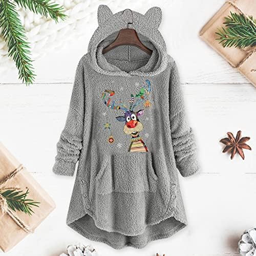 Xiloccer Bayan Çirkin noel kazağı Kışlık Mont ve Ceketler Noel Hoodies Komik Noel Kazak Kapşonlu Dış Giyim