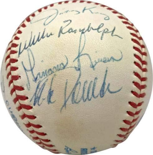1995 Yankees Takımı İmzalı Beyzbol OAL Jeter Rivera Mattingly PSA/DNA İmzalı Beyzbol Topları İmzaladı