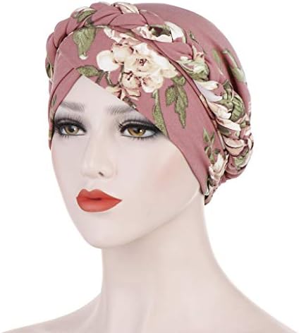 Saç Kapak Şapkalar Kadınlar için Önceden Bağlı Büküm Bere Türban, Çiçek Örgü Hindistan Şapka Müslüman Kanser Kemo