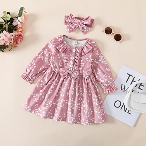 Toddler Bebek Kız Elbise Kadife Fırfır Sonbahar Kış Uzun Kollu Çiçek Prenses Çocuklar Günlük Elbiseler