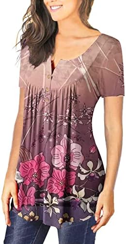 MRGİİNRİ Bayan Yaz Moda Tunik Üstleri 2023 Rahat Şık Kısa Kollu T Shirt Boho Çiçek Sevimli Tees Bluzlar Tayt