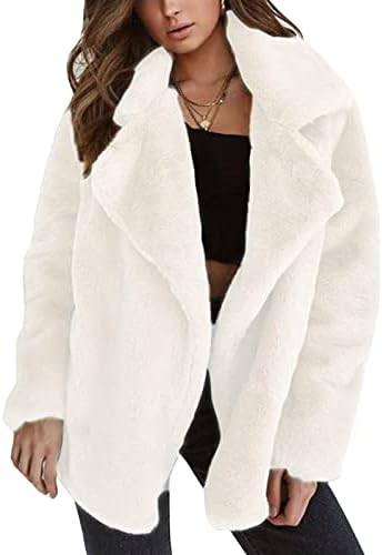BEUU kadın Ceket Rahat Yaka Polar Bulanık Sahte Shearlıng Fermuar Palto Sıcak Kış Büyük Boy Dış Giyim Bombacı Ceketler