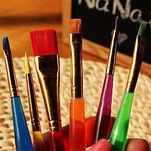 LUKEO 6 Renkli Suluboya Boya Fırçaları Farklı Şekil Yuvarlak Sivri Ucu Naylon Saç Boyama Fırça Seti Sanat Malzemeleri