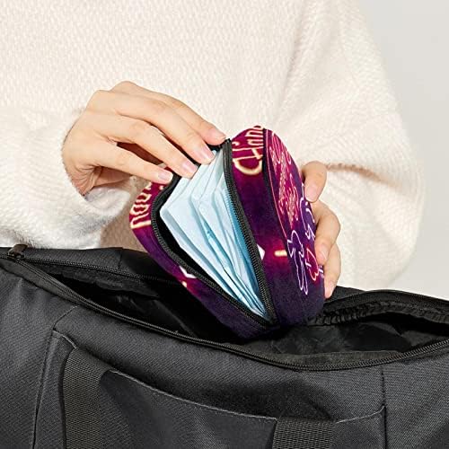 Temizlik peçeteleri saklama çantası Mutlu severlerin Günü Neon ışık Adet Dönemi Tutucu Çanta Taşınabilir Fermuarlı