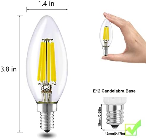ZHZHLED E12 Şamdan LED Ampuller Kısılabilir, 60 Watt Eşdeğer, 4000 K Doğal Beyaz 6 W B11 B Tipi Ampul Küçük Taban
