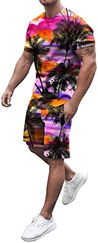 Erkekler İlkbahar Yaz Takım Elbise Plaj Kısa Kollu Baskılı Gömlek Kısa Seti 2 Parça Gömlek pantolon seti cepli Erkek