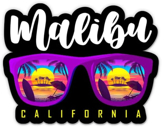 Malibu California Sticker-5 laptop etiketi - Su Geçirmez Vinil Araba, Telefon, Su Şişesi-Plaj Hayatı Okyanus Batı