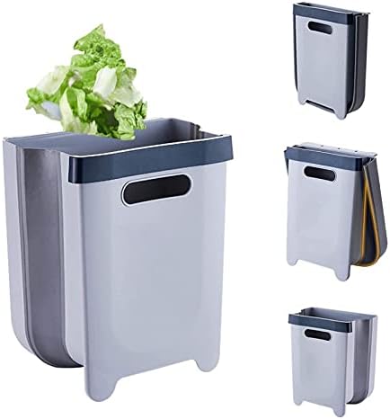 WXXGY çöp konteyneri Asılı çöp tenekesi, Katlanabilir çöp kutusu El Taşınabilir Kompakt çöp kutusu / Gri Mavi