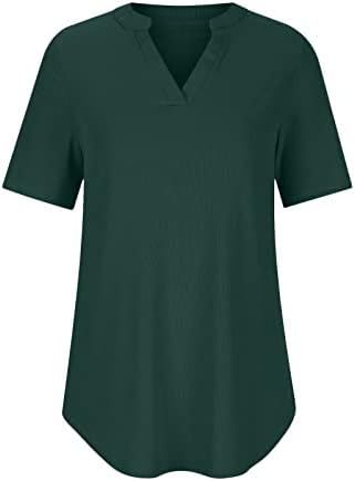 Egzersiz Kadınlar için Tops Gevşek Kısa Kollu yazlık t Shirt V Yaka Renk Blok Katı Rahat Şık Bluz T-Shirt Tunik Üstleri