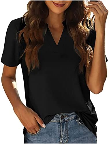 Egzersiz Kadınlar için Tops Gevşek Kısa Kollu yazlık t Shirt V Yaka Renk Blok Katı Rahat Şık Bluz T-Shirt Tunik Üstleri