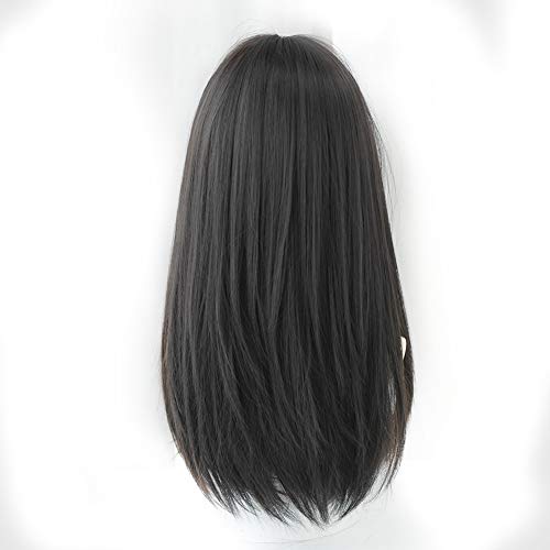 HUAISU Uzun Siyah kahküllü peruk Doğal Saç Peruk Kadınlar için Cosplay Peruk (Siyah çay, 23 inç)