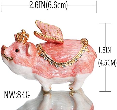 Vals ve F Pembe domuz kanatlı Biblo Kutusu Menteşeli El-boyalı Heykelcik Koleksiyon Halka Tutucu