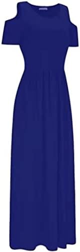 Maxi Elbiseler Kadınlar için 2023 Yaz Plaj Çiçek Soğuk tek omuzlu elbise Rahat Kısa Kollu uzun elbise Cepler ile