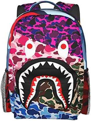 Vkaxopt Sırt Çantası Köpekbalığı Dişleri Camo Sırt Çantaları Seyahat Laptop Sırt Çantası Büyük Kapasiteli Sırt Çantası
