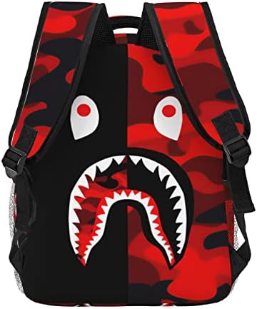Vkaxopt Sırt Çantası Köpekbalığı Dişleri Camo Sırt Çantaları Seyahat Laptop Sırt Çantası Büyük Kapasiteli Sırt Çantası