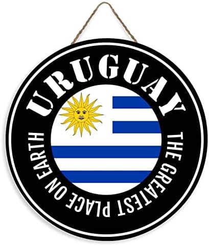 Augwed Dünyanın En Büyük Yeri Uruguay Karşılama Ahşap İşareti Uruguay Bayrağı Ön Kapı İşareti Dekor Duvar Kapı Askısı