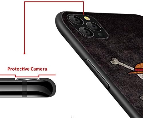 Telefon Kılıfı ile Uyumlu iPhone 12 Pro Max, Anime Tek Parça Kafatası Desen Temperli Cam Arka kapak Yumuşak TPU Anti