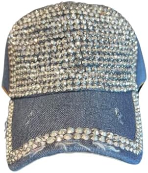 Bayan Girly Moda Denim Çivili Kristal Bling Düz Sparkle Rhinestones Ayarlanabilir beyzbol şapkası Şapka