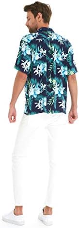 Orkide Esintisi Donanmasında Uyumlu Çift Hawaii Luau Gömlek veya Geniş Bacaklı Pantolon