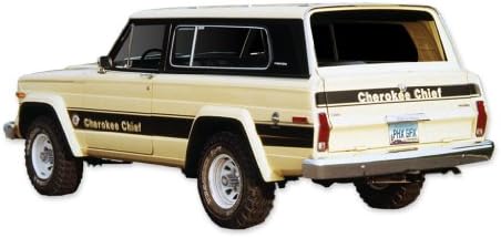 Phoenix Graphix için Yedek 1979 1980 Jeep SJ Cherokee Baş Çıkartmaları ve Çizgili Kiti-Mat Siyah / Beyaz