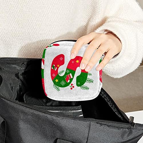 Temizlik peçeteleri saklama çantası, Taşınabilir Dönem Çantası Kadınlar Kızlar için regl Kupası Kılıfı, Noel Karikatür