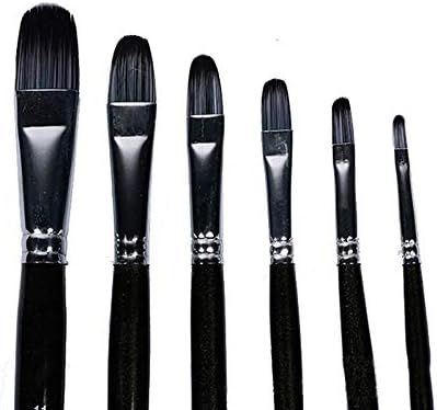 Boya fırçası 6 adet Yuvarlak Kafa Çakal Saç Karışık Saç Siyah Ahşap Kutup Sanat Malzemeleri Yağlıboya Fırçası Suluboya