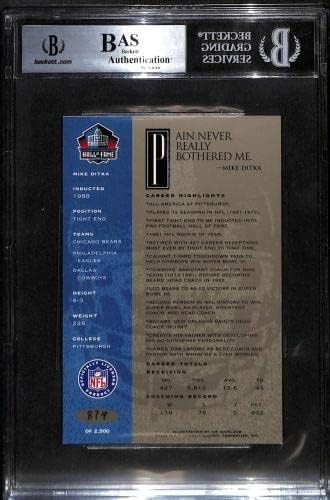 22 Mike Ditka - 1998 Ron Mix HOF Platinum Otomobil Futbol Kartları (Yıldız) Dereceli BGS OTOMATİK İmzalı Futbol Topları