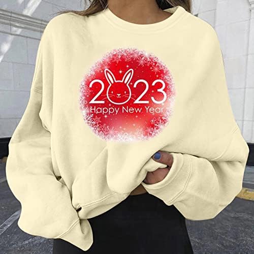 2023 Rahat Baskı T-shirt Bayan Moda Büyük Boy bisiklet yaka kazak Moda Uzun Kollu Sevimli Gevşek Tunik üst bluz
