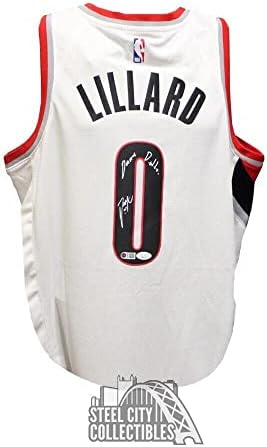 Damian Lillard İmzalı Portland Beyaz Swingman Dame Dolla BK Forması-JSA İmzalı NBA Formaları