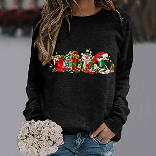 YOUNGC Noel Tişörtü Kadınlar için Artı Boyutu Uzun Kollu Hafif Çirkin Noel Yarım Zip Kazaklar Cepler ile Kadın Noel