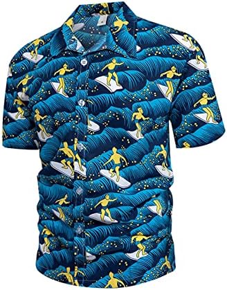 Erkek Artı Boyutu Üstleri Yaz Düğme Aşağı Bluz Erkek Rahat Baskı Gevşek Tropikal Aloha Gömlek Kısa Kollu havai gömleği