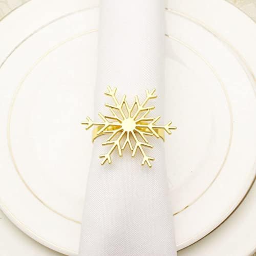Gümüş altın kar tanesi peçete halkası Noel partisi yemek masası (renk: A, boyut
