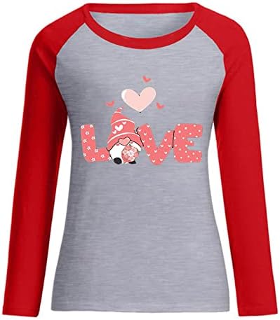 Aşk Kalp Gömlek Kadınlar için Moda Mektubu Baskı Uzun Kollu Kazak T Shirt sevgililer Günü Hediyesi Genç Kızlar için