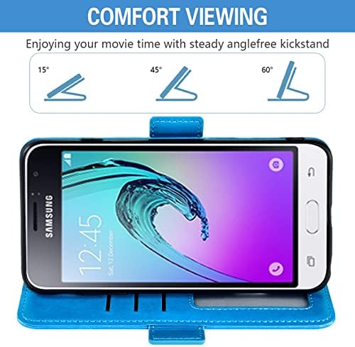 Samsung Galaxy J1 ile Uyumlu Asuwish /Amp 2/Express 3/Luna Cüzdan Kılıf ve Temperli Cam Ekran Koruyucu Kart Tutucu