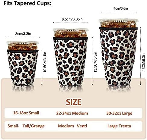 3 Adet Kullanımlık Kahve Kol Kupası İzolatör Soğuk İçecekler İçecekler ve Tutucu Çoğu Kahve (Leopar Tarzı)