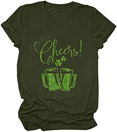 Bira Içme Aziz patrick Günü T-Shirt Bayan Komik Shamrock Bira Cheers Tee Gömlek İrlandalı Festivali Tatil Tops