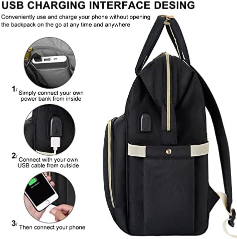 VSNOON Laptop Sırt Çantası için Kadın, 15.6 İnç seyahat sırt çantası ile USB Bağlantı Noktası Şarj, Su Dayanıklı Rahat