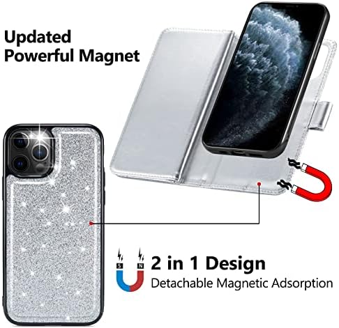 Varıkke iPhone 11 Pro Max Cüzdan Kılıf, iPhone 11 Pro Max Kılıf Cüzdan kart tutucu ve Güçlü Manyetik Ayrılabilir Kılıf