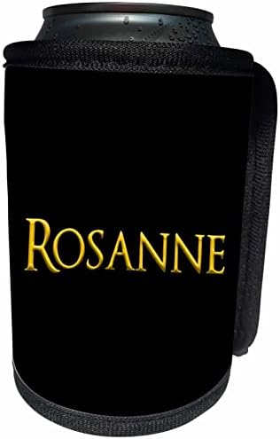 3dRose Rosanne Amerika'da yaygın kadın adı. Siyah üzerine sarı. - Şişe Sargısını Soğutabilir (cc-361910-1)