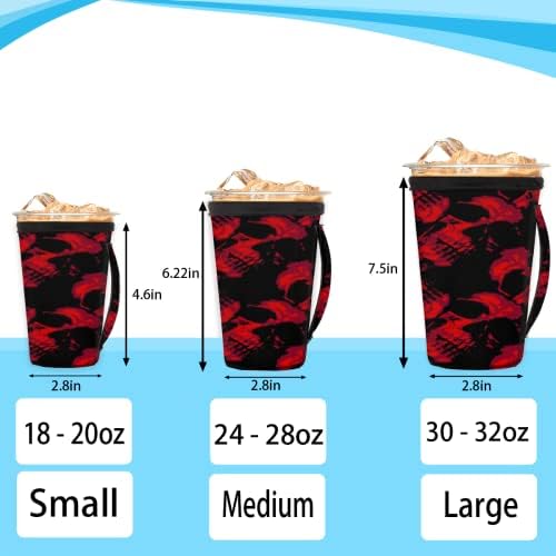 Ölü Şeker Kafatası 27 Kullanımlık Buzlu Kahve Kollu Kolu Neopren kupa kılıfı Soda, Latte, Çay, İçecekler, Bira (Küçük