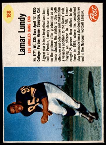 1962 Tahıl Sonrası 166 Lamar Lundy Los Angeles Koçları (Futbol Kartı) ESKİ Koç Purdue
