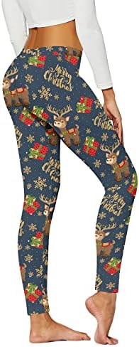 DSODAN Noel Yoga Pantolon Kadınlar için, Popo Kaldırma Noel Noel Baba Baskı Egzersiz Tayt Karın Kontrol Yoga Tayt